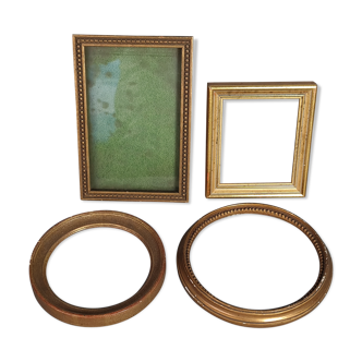 Set of 6 frames old carved wood gilded stucco wood around 1900 & various SB