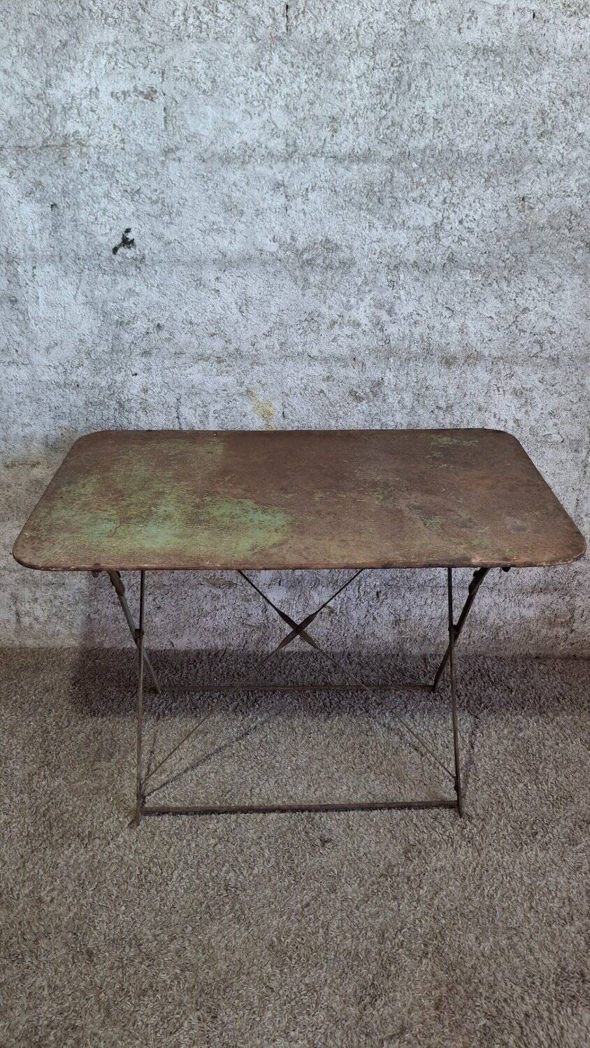 Table de jardin pliante bistrot fer vintage début XXe