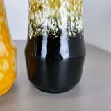 Set of Three Pottery Fat Lava "Supercolor" Vases Made by Scheurich Germany 1970s
