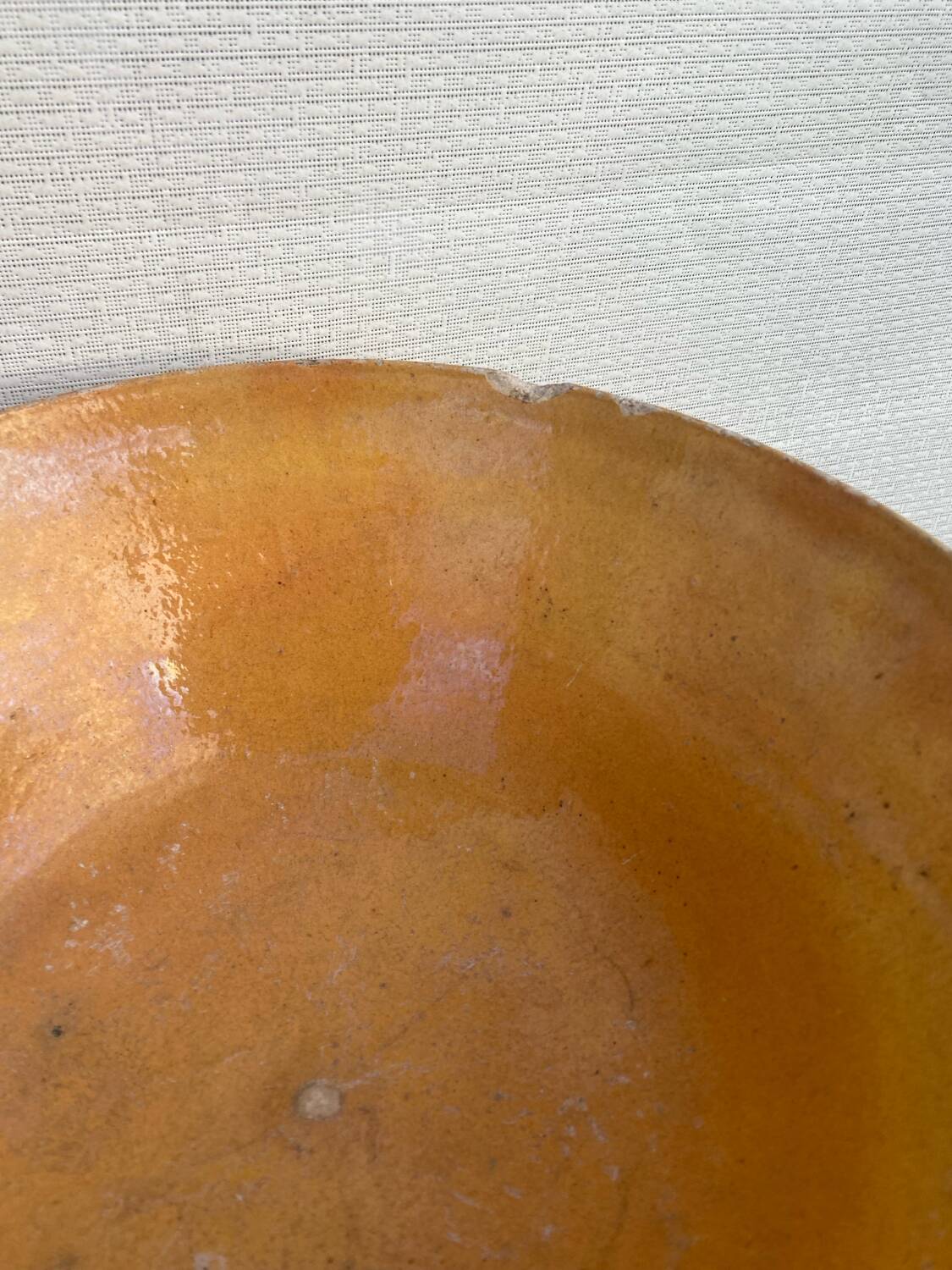 Old yellow glazed terracotta gresale