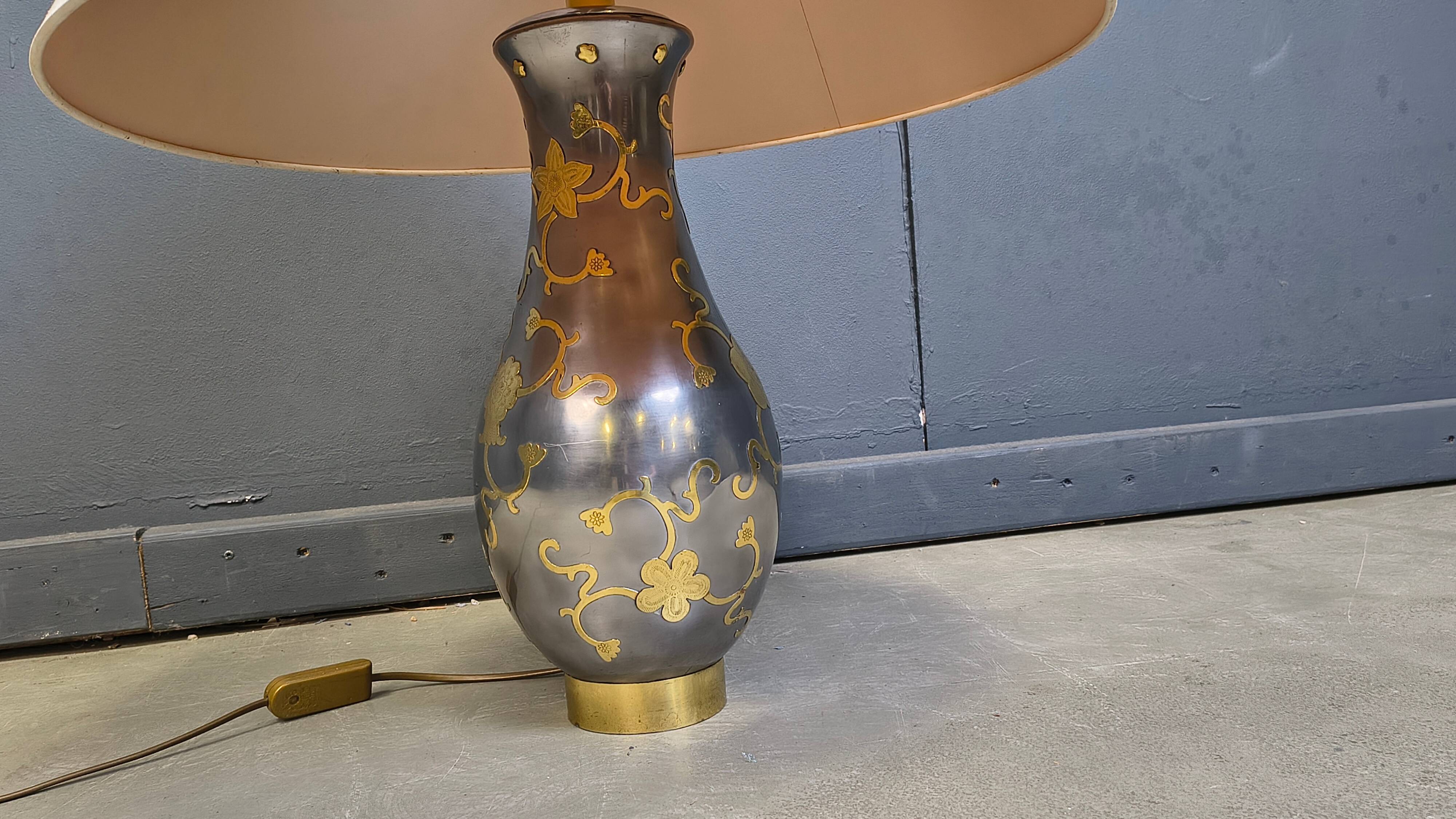 Vintage pewter table lamp, 1970s