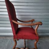 Authentic large antique armchair in the Louis XIII style "sheep's bone"