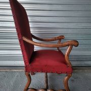Authentic large antique armchair in the Louis XIII style "sheep's bone"