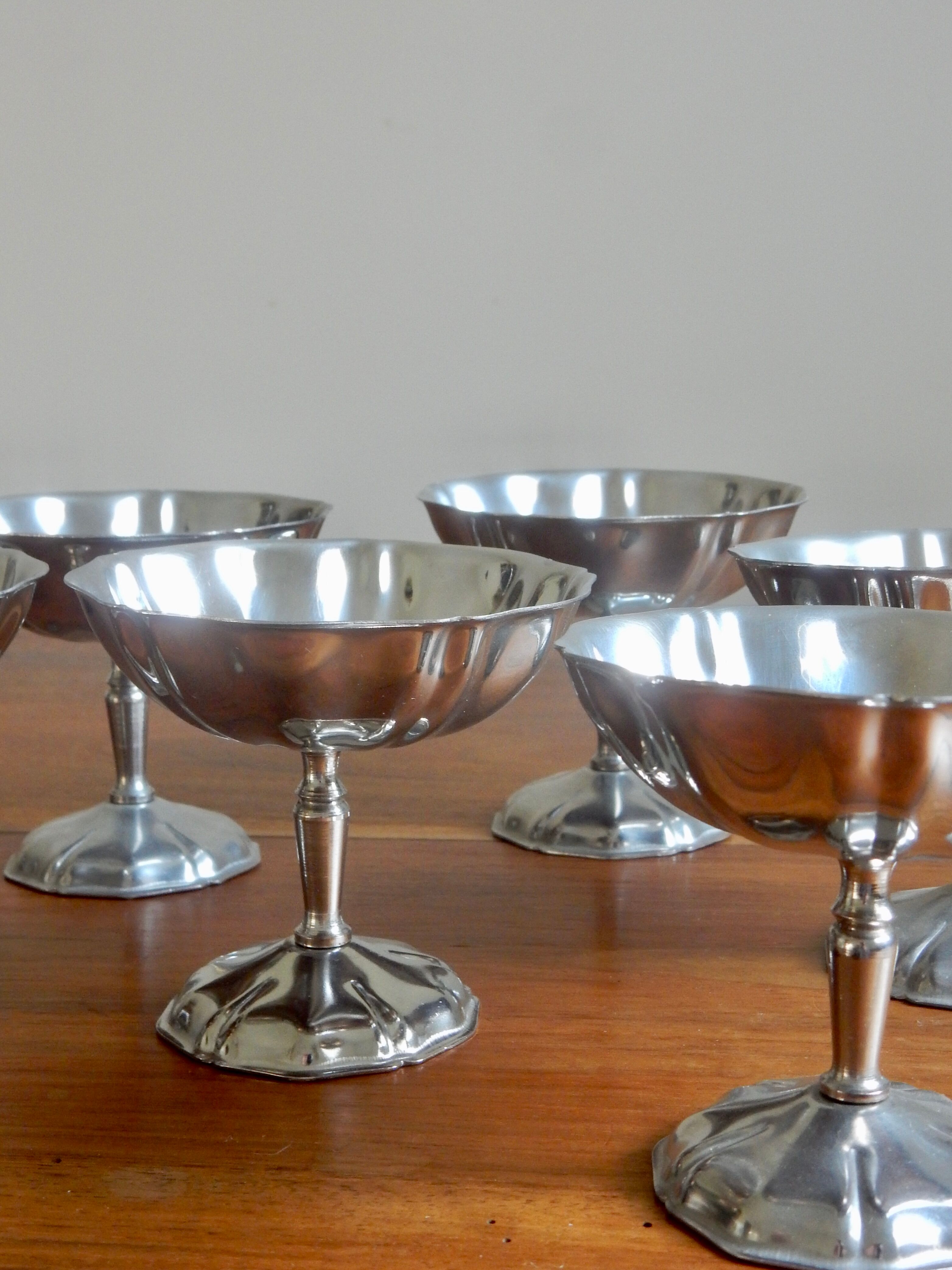6 silver stainless steel ice cups