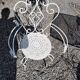 Old wrought iron garden furniture, table + 2 armchairs + 2 chairs
