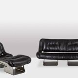 Metal and leather living room. 1970s