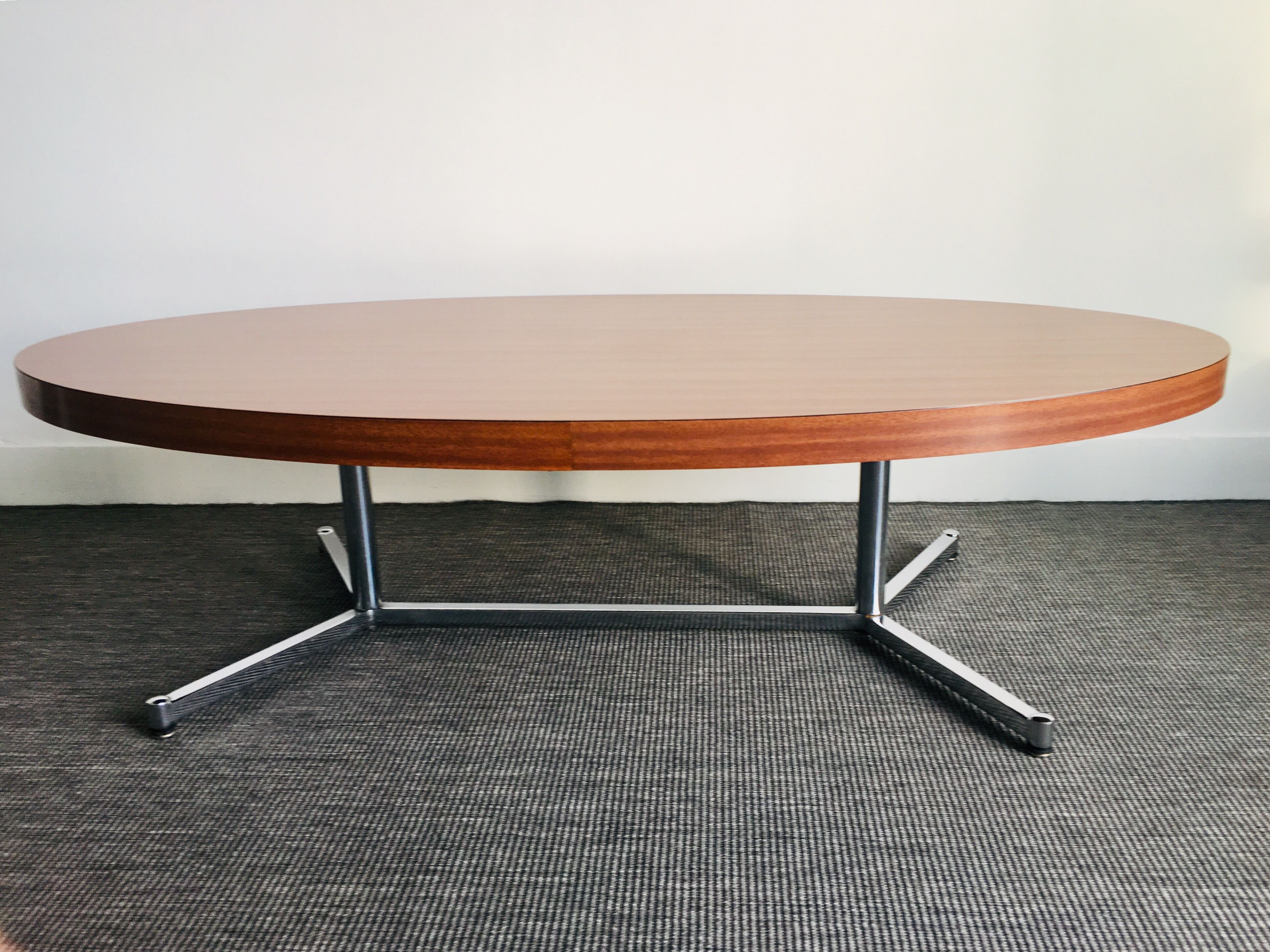 Table design low, oval shape, vintage.