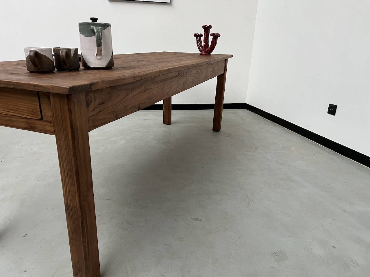 Table de ferme en pin 223 cm, années 70