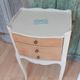Vintage wooden bedside table with 3 drawers.