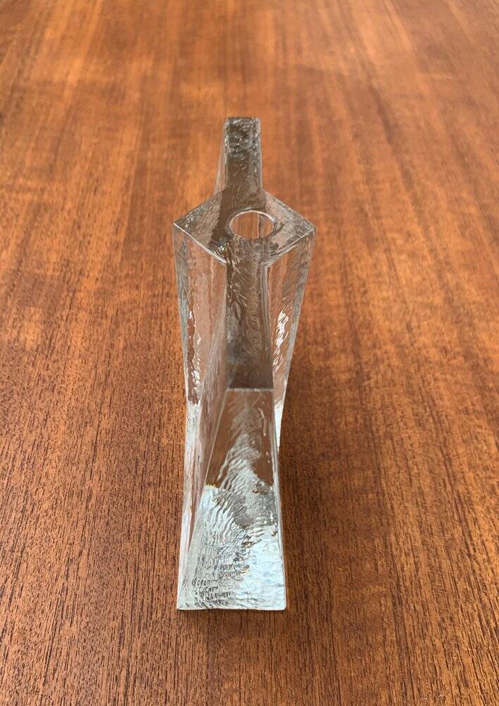 Modernist cubic glass vase from the mid-century, 1960s.