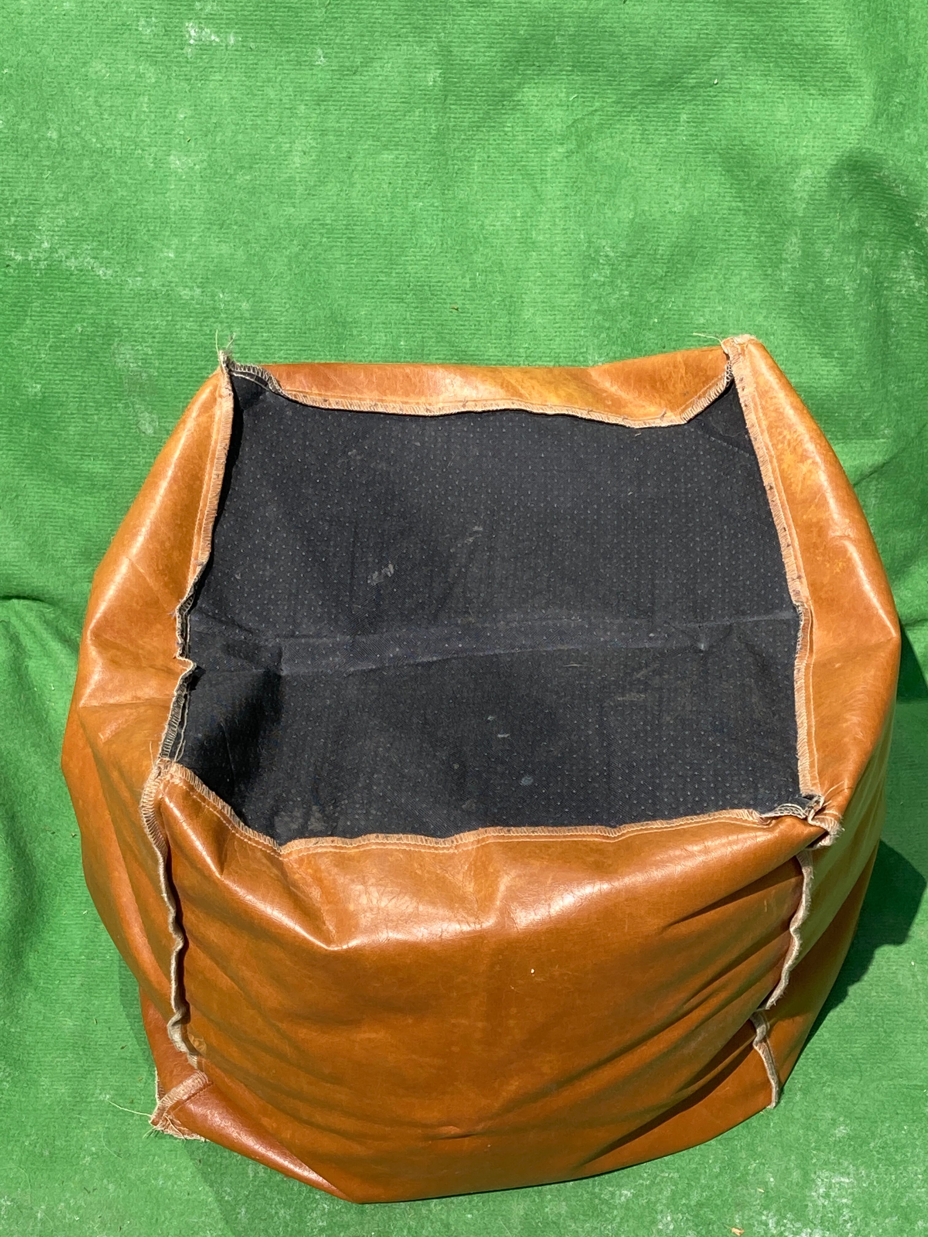 Midcentury Dutch leather pouf or stool or ottoman