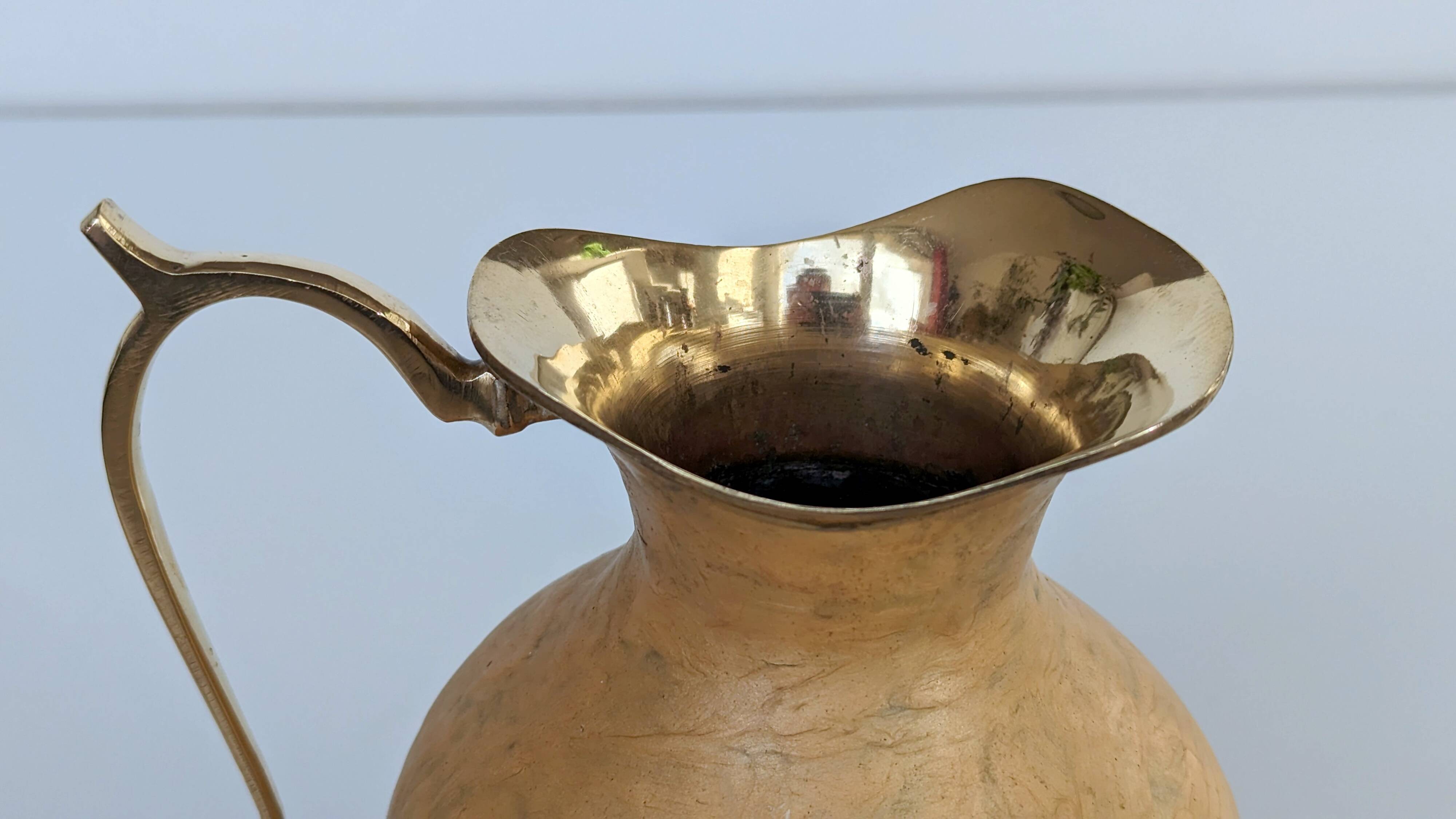 Pitcher, Hand painted brass jug