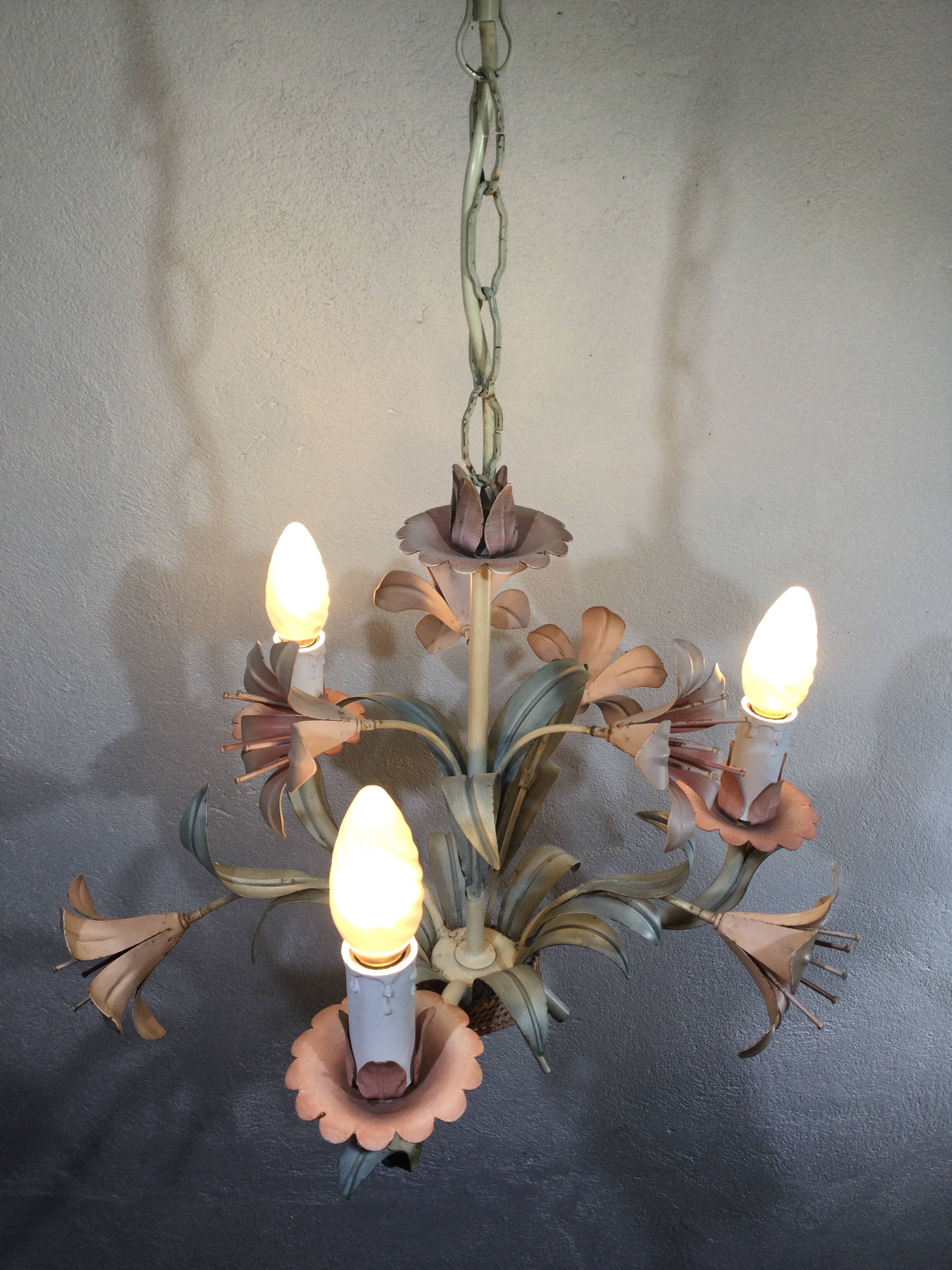 3-light wrought iron chandelier