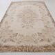 Tapis Aubusson ancien tons beiges et roses, élégant et raffiné, 209x335 Cm