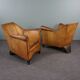 Pair of vintage sheep leather Art Deco armchairs by Bart van Bekhoven