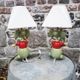 2 ancient elephant wooden pose lamps for children