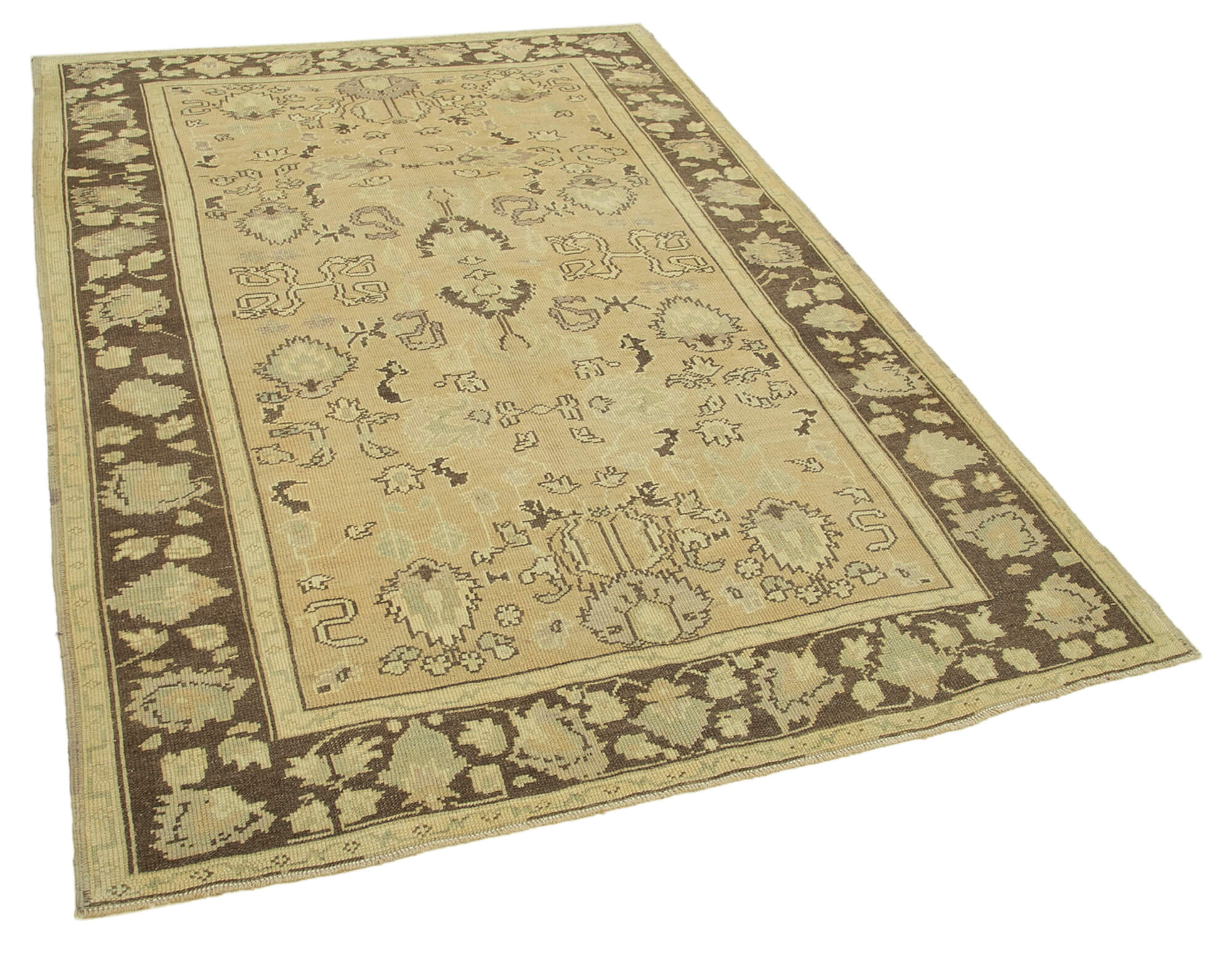 1970s handwoven anatolian beige rug 150 cm x 223 cm