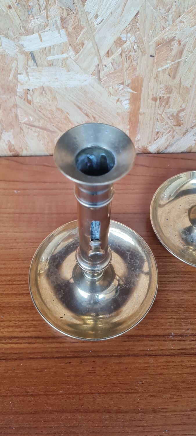 Pair of gilded brass candle holders