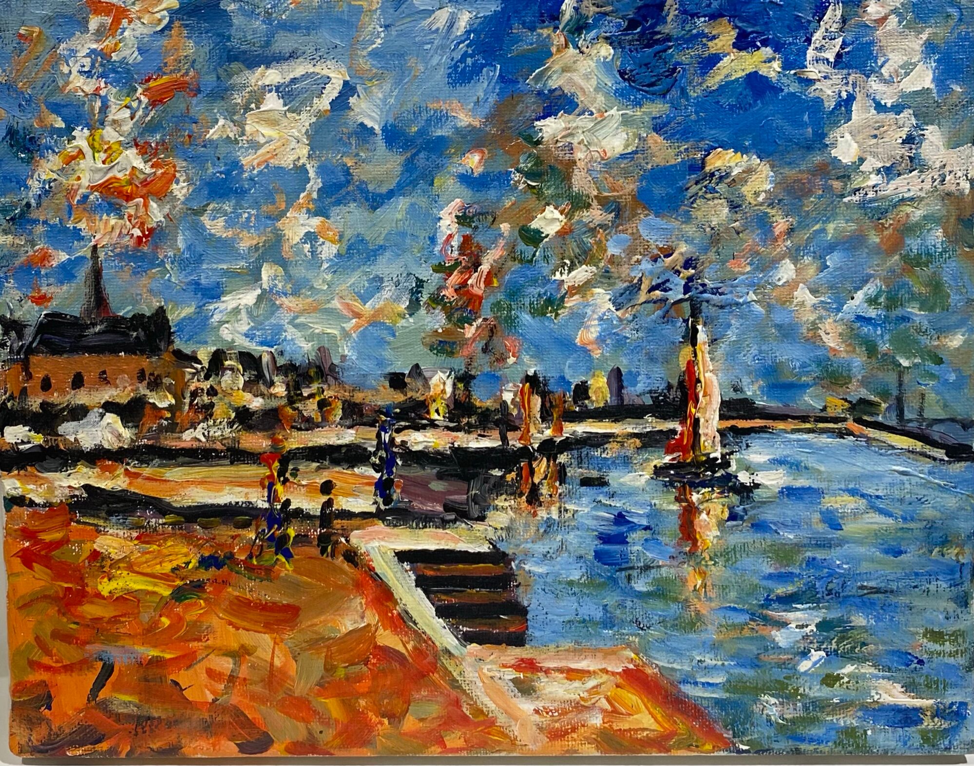 Old painting, Marine, signed XX century