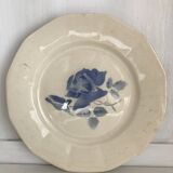 Set of 11 Digoin flat plates, blue rose patterns