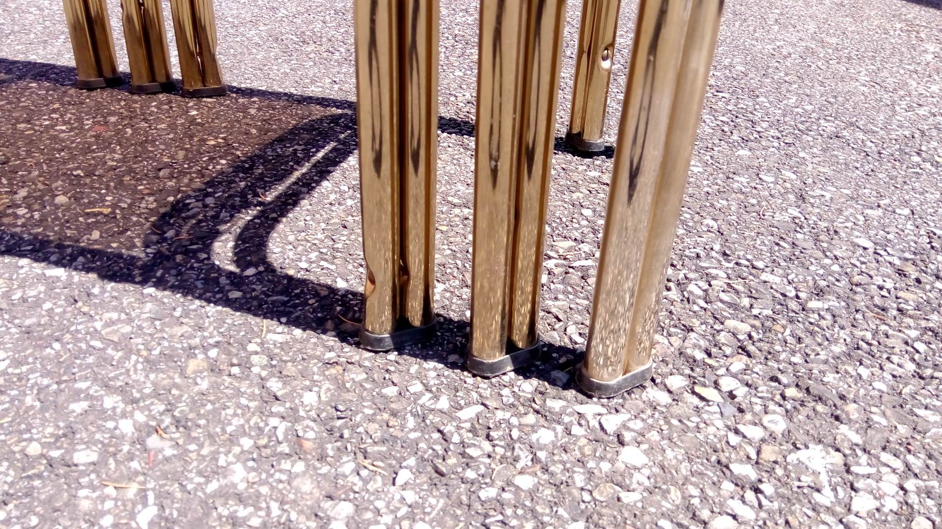 Series 3 pull out tables gold metal and glass