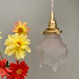 Vintage art deco tulip ride in frosted glass, flower shape
