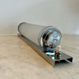 Vintage modernist wall lamp, sandblasted glass and chromed metal, art deco 1930