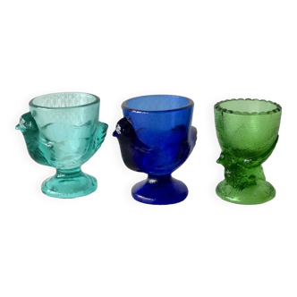 Set of 3 vintage glass egg cups