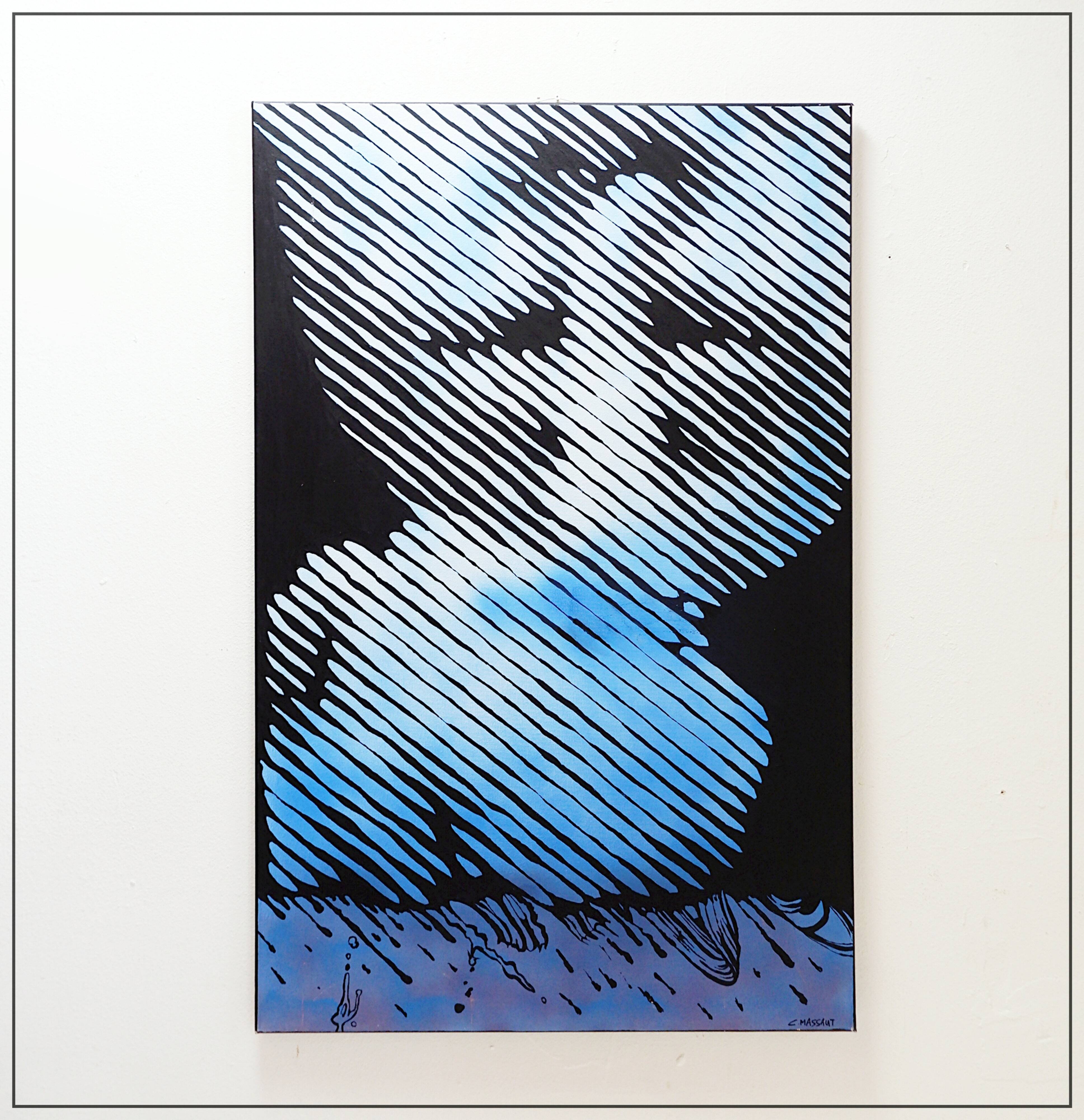 Abstract painting in muted tones on canvas - signed C.Massaut