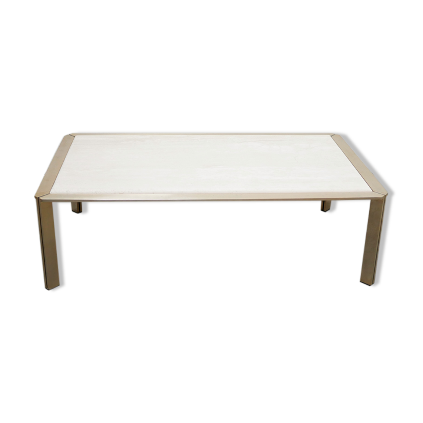 Vintage coffee table in travertine and brass