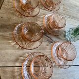 Set of 6 cups and vintage saucer in rosaline from Arcoroc
