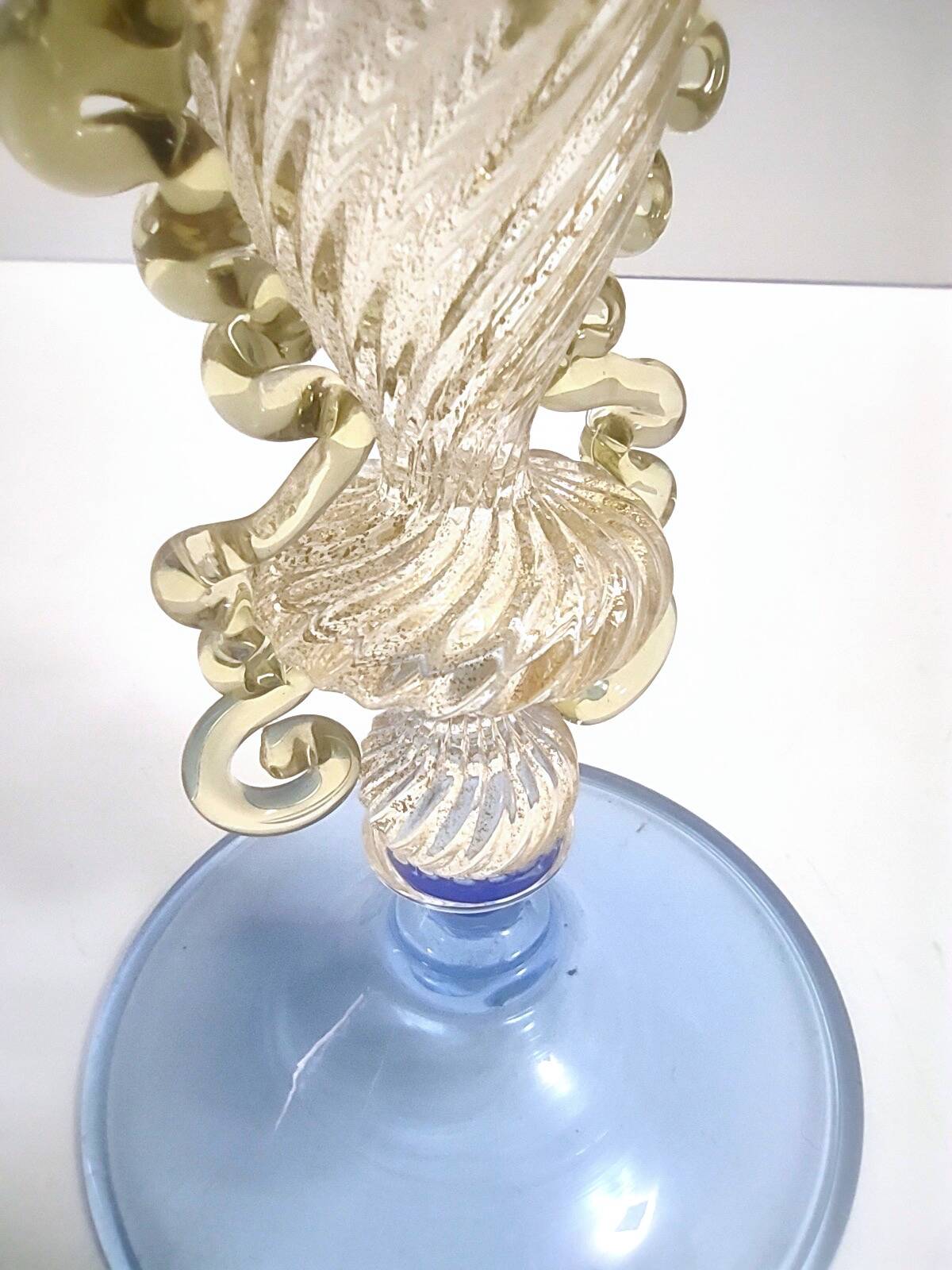Light Blue Octagonal Murano Glass Goblet "Tipetto", Italy