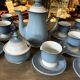 English stoneware tea service denby england 12 pale blue and white castille model
