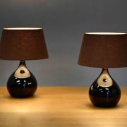 Scandinavian Modern Ceramic dark brown glazed Table Lamps, Denmark 1960s