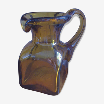 Brown blown glass pitcher