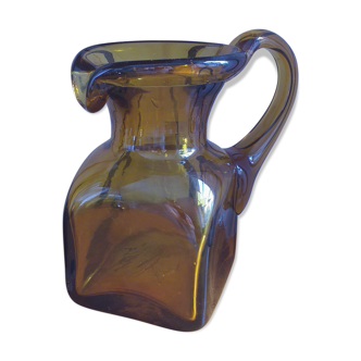 Brown blown glass pitcher