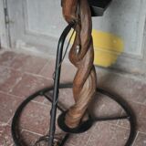 Liane and metal floor lamp with perforated leather shade featuring elephant patterns, lise.