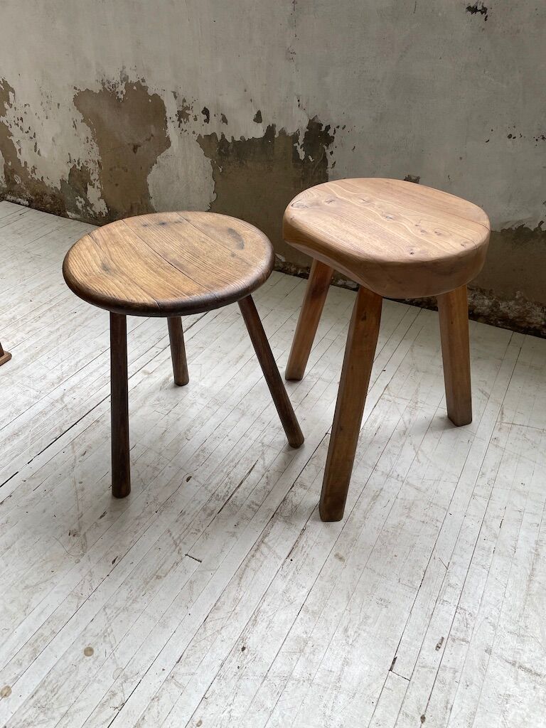 French tripod oak stool 50