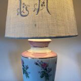 Pair of bedside lamps in the taste of Sevres with rose patterns