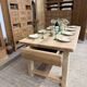 Solid oak table with 2 drawers