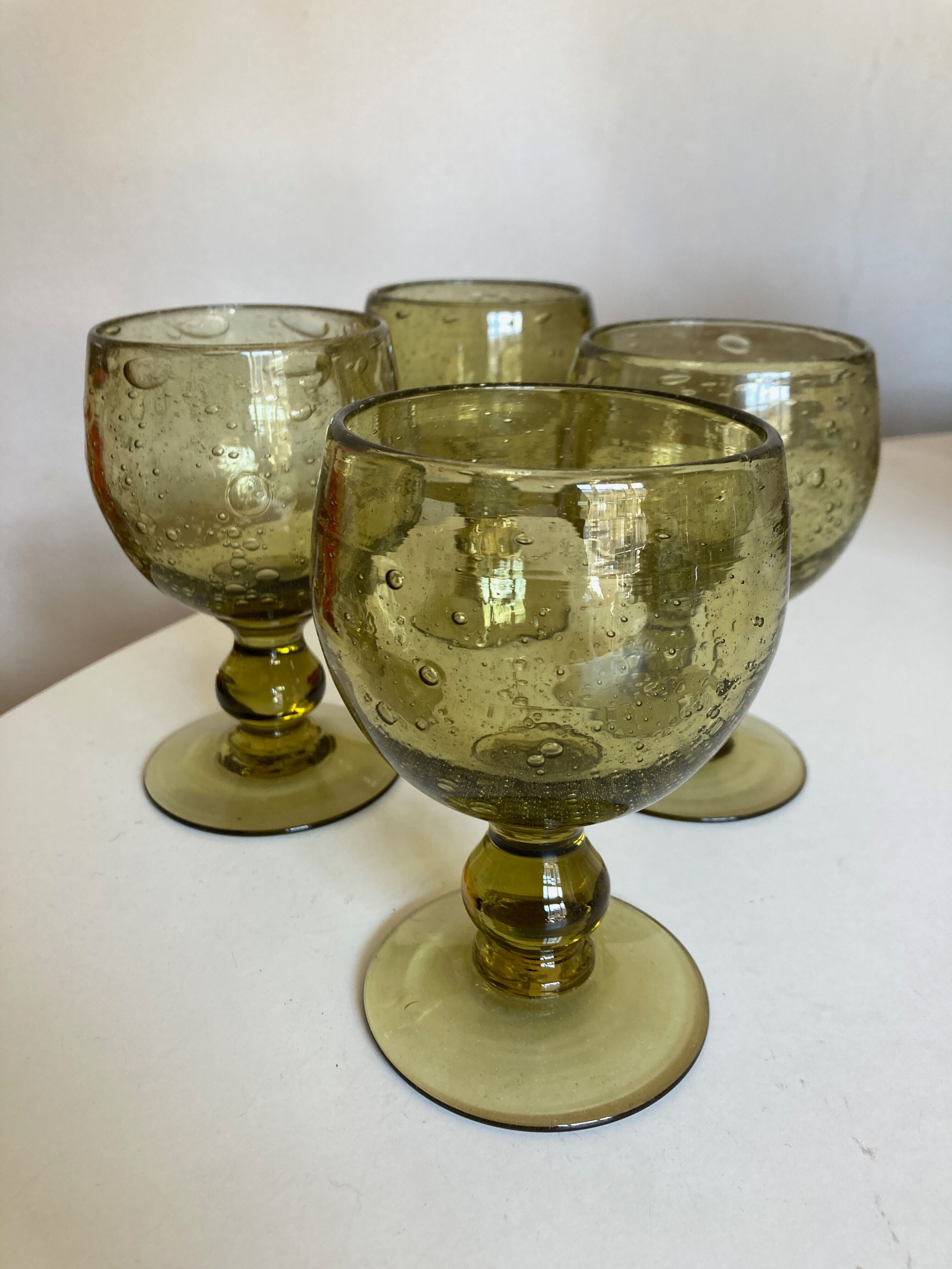 Set of 4 glasses of khaki green Biot