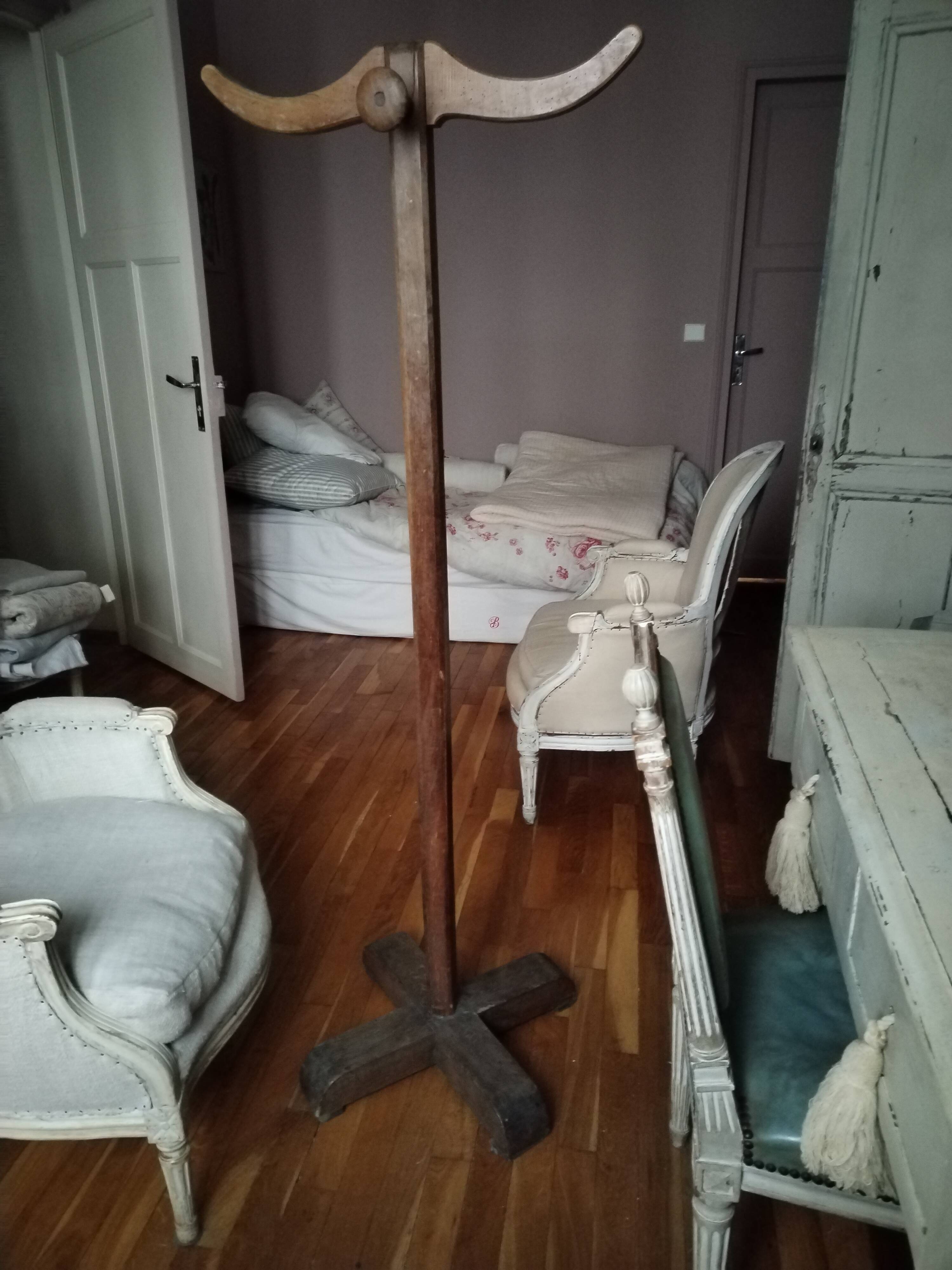 19th century oak coat rack on stand