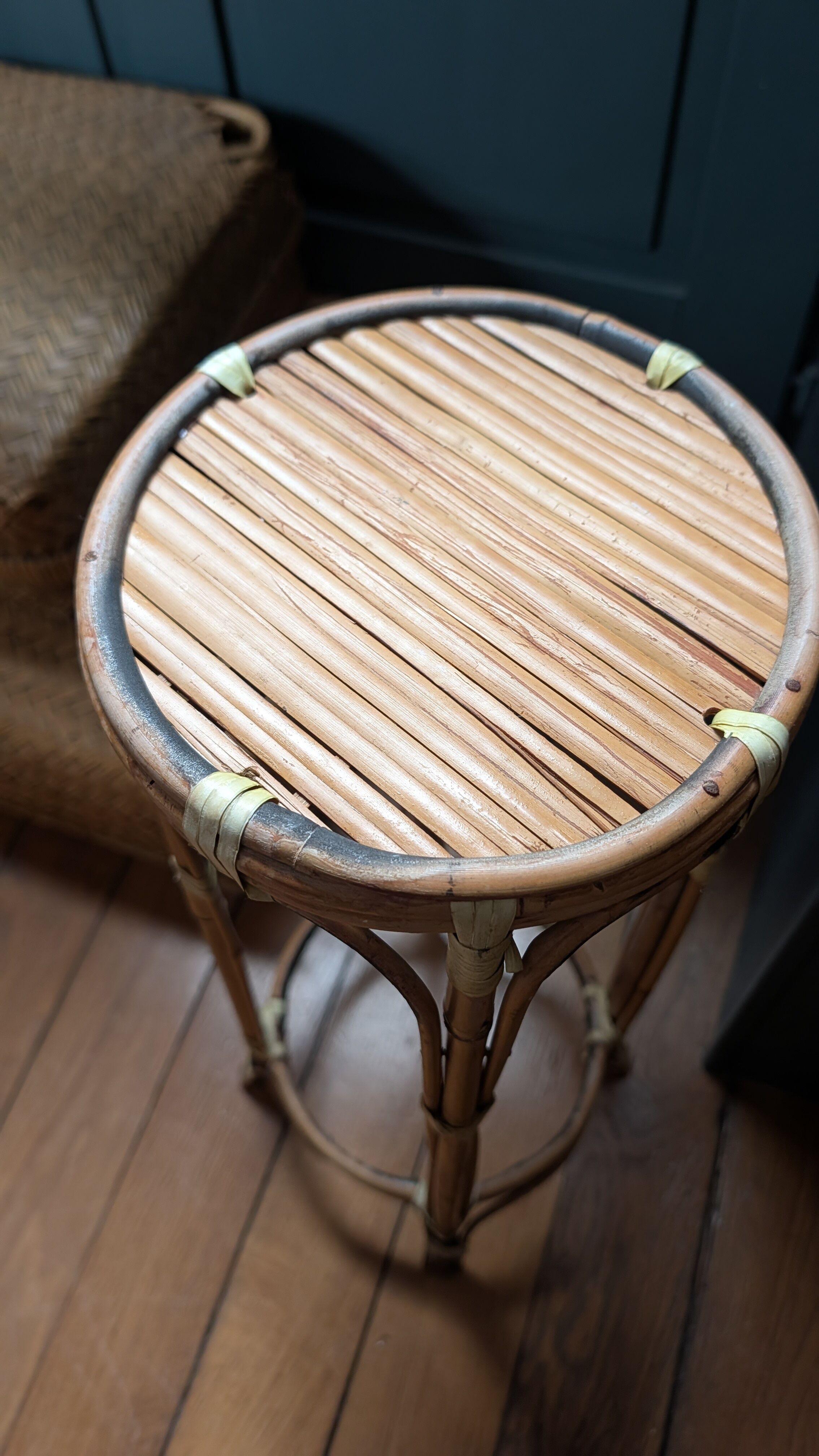 Selette plant stand in rattan and bamboo — 1960s/1970s