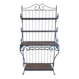 Wrought iron and wood baker shelves