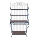Wrought iron and wood baker shelves
