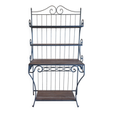 Wrought iron and wood baker shelves