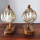 Pair of vintage 1970s mid-century Scandinavian lamps with amber globe.