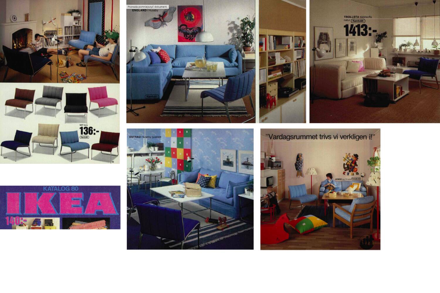 Chaises longues en cuir noir patchwork suédoises modernes du milieu du siècle d'IKEA