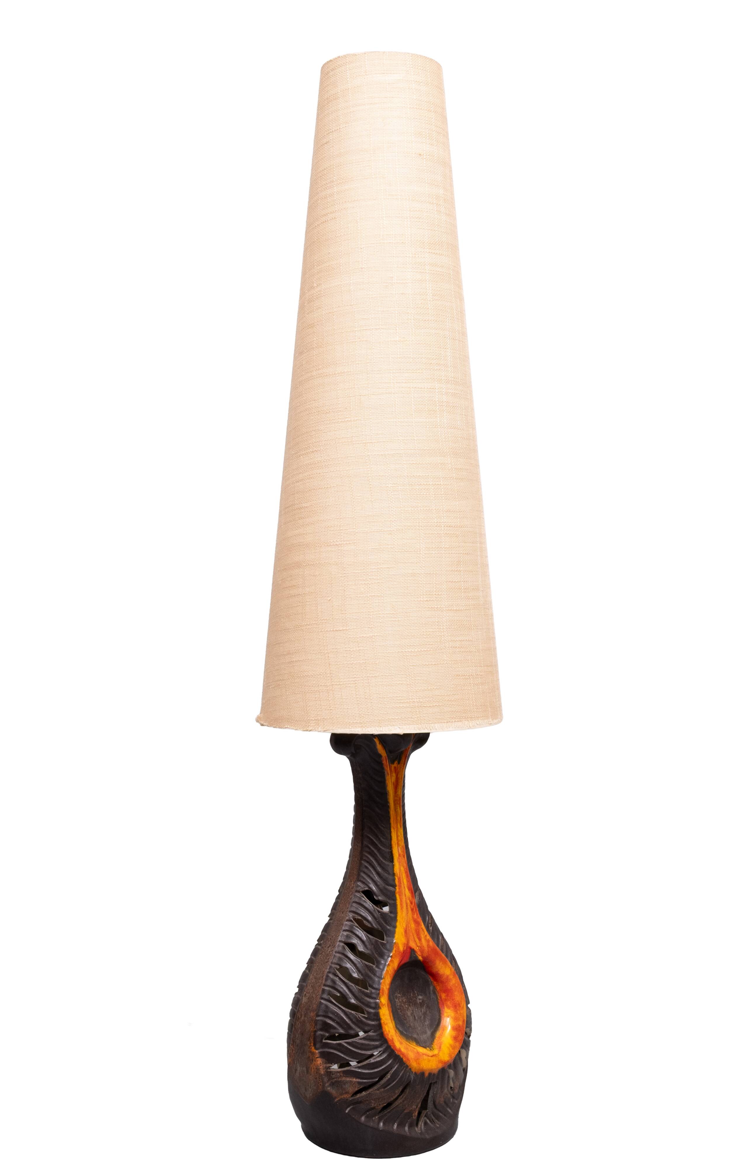 Large Fat Lava Ceramic Floor lamp by Walter Gerhards for West Germany 1970s