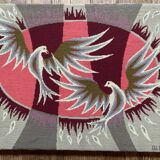 Vintage canvas 1970 signed Claude BLEYNIE, doves